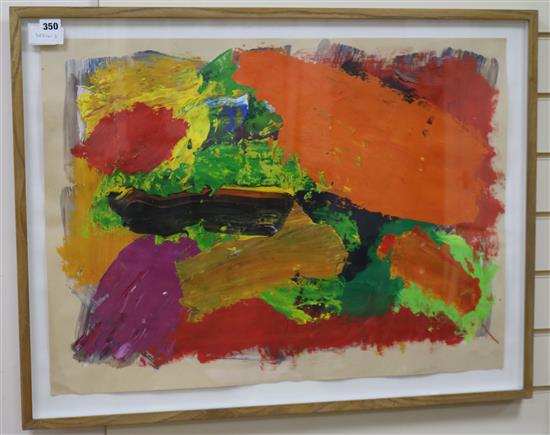 Fred Pollock (1937-), oil on paper, untitled, label verso, 55 x 74cm